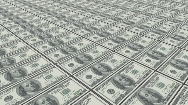 Money - 100 dollar bills in motion