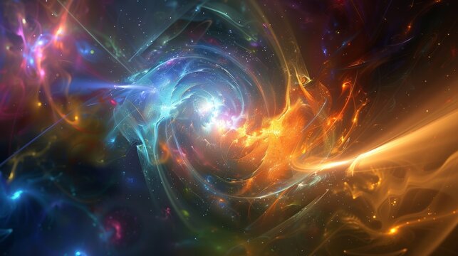 Vibrant Cosmic Swirl in Multicolored Light