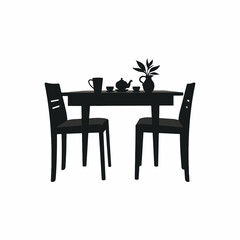 Chair and table silhouette vector illustration