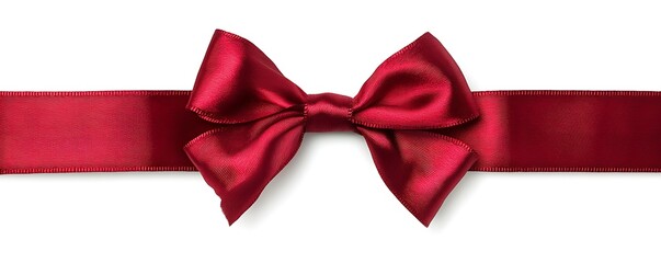 red satin ribbon with bow isolated on white background, clipping path