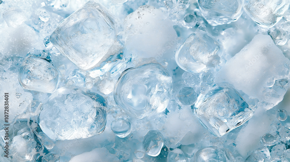 Poster cool ice cubes and crushed ice create refreshing and vibrant texture