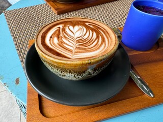 cup of cappuccino coffee in the morning