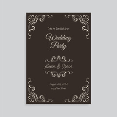 Minimalist wedding invitation card template design. - Vector.