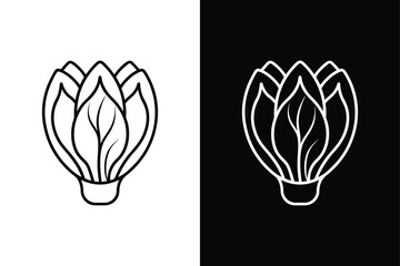 Fresh Bok Choy Vector. Leafy Cabbage Silhouette Icon for Design