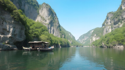 Fototapeta premium lake in the mountains with beautiful seen 