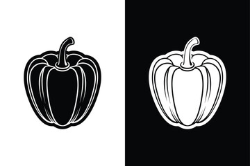 Bold Pepper Silhouette. Vector Icon Illustration of Bell Pepper