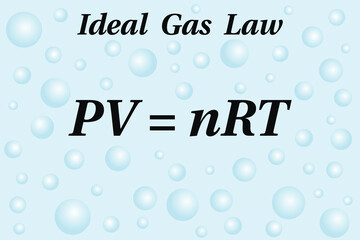 Ideal gas law, background. Education. Science. School. Formula. Vector illustration.