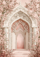 Fototapeta premium beautiful arch with flowers for wedding invitation background, wedding backdrops