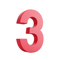 Fototapeta premium vibrant red number three with textured surface, perfect for design projects or educational materials