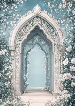 beautiful arch with flowers for wedding invitation background, wedding backdrops,