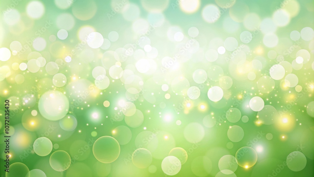 Poster a bright green background with bokeh lights and a soft, ethereal glow.