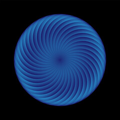 a blue spiral design on a black background
