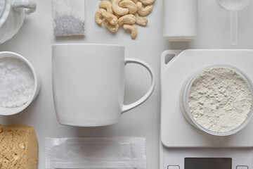 Mug with Tableware on White Background