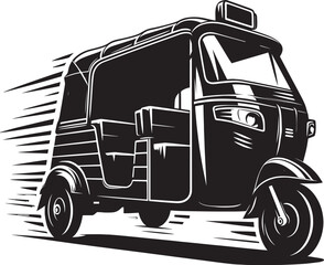 Auto rickshaw vehicle silhouette vector illustration isolated on a white background