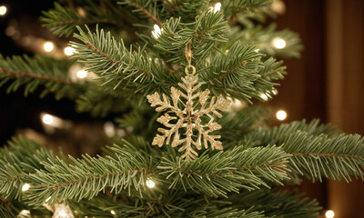 Close-up view of a Christmas tree background