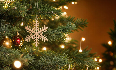 Fototapeta premium Close-up view of a Christmas tree background