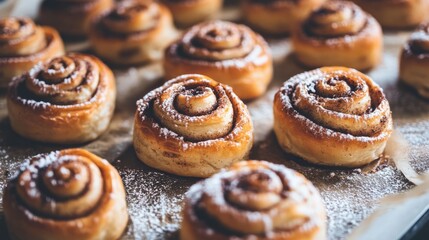 Fototapeta premium Fresh Cinnamon Rolls in Morning Light