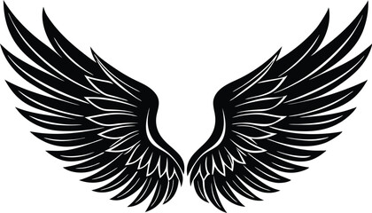 wing silhouette, bird wings , wing vector for logo design, tattoos