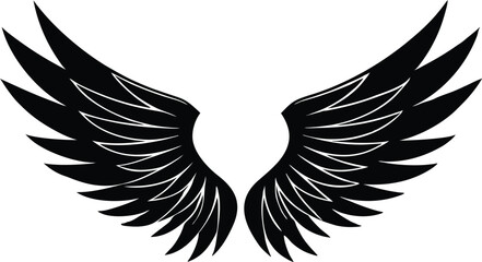 wing silhouette, bird wings , wing vector for logo design, tattoos