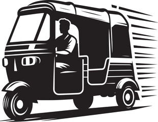 Auto rickshaw vehicle silhouette vector illustration isolated on a white background