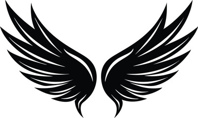 wing silhouette, bird wings , wing vector for logo design, tattoos