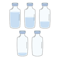 Vector illustration of plastic bottles with different water levels. Infographics. A set of infographics on water.