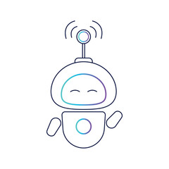 Vector icon, cute robot logo. A chatbot. The robot is a virtual assistant.