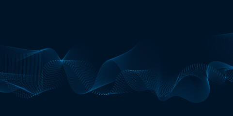 Abstract blue wavy lines on a black background. Vector modern black background template. Curved wave smooth stripe seamless pattern. Wave lines created using blend tool. graphic design template banner