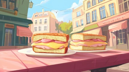 Stylish Croque Monsieur in Urban Bistro Setting