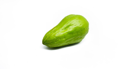 Organic chayote squash isolated on white background. Chayote is a type of typical Indonesian vegetable. which is beneficial for health