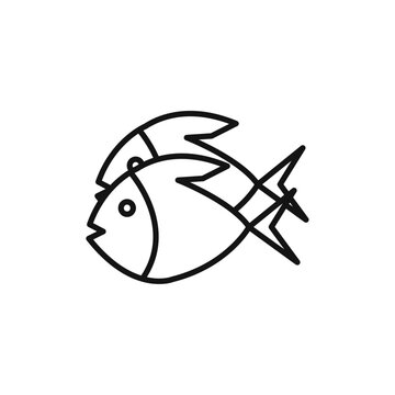 recommend clip art: Bait Fishing Minnow icon vector line logo art