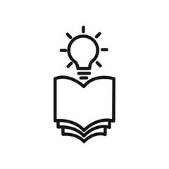 book with bulb icon vector line logo art