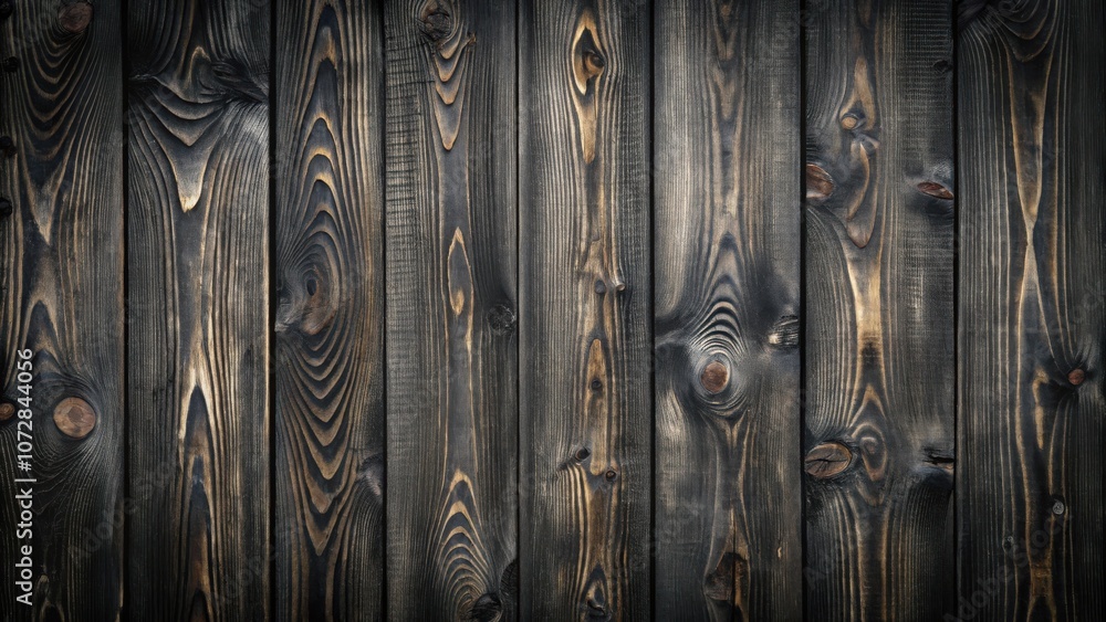 Poster dark rustic wooden plank background with knots and grain patterns