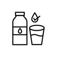 Drinking enough water icon vector line logo art