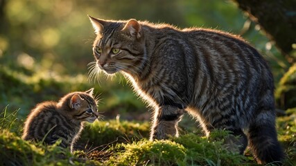 Happy Gatherings: A Family of Scottish Wildcats in the Sunshine