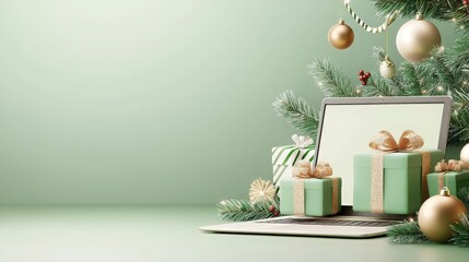 Christmas Online Shopping Concept.
