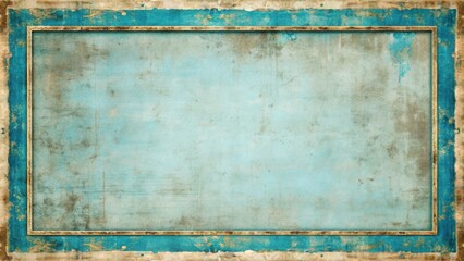 A Vintage Textured Frame with a Worn Blue and Gold Finish, Perfect for Adding a Touch of History to Any Project