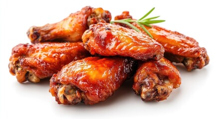 Deliciously Glazed Chicken Wings on a White Background
