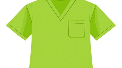 Bright Green Short Sleeve Scrub Top Design with V-Neck and Pocket Ideal for Medical Professionals, Nurses, and Healthcare Workers in Clinical Settings.