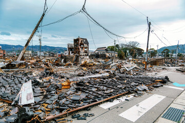 能登半島地震 崩壊した輪島の町並み