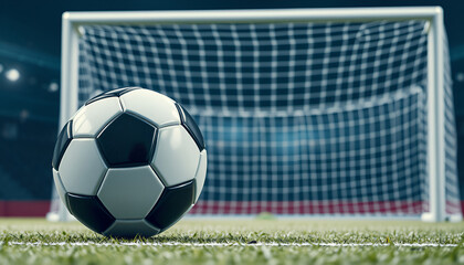 soccer ball in goal net