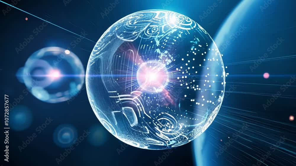 Poster a futuristic image showing three sets of particles each corresponding to a different lepton generati