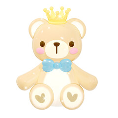 3D Bear Baby Boy Character in Natural Colors