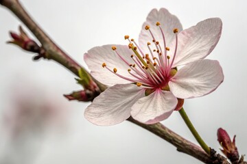 Obraz premium A single bloom with delicate petals and intricate details, macro photography, realistic, texture, hand drawn, close-up photography