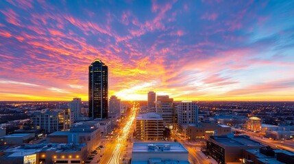 Beautiful Sunset Over Bustling Cityscape