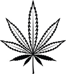 Marijuana vector cannabis leaf weed icon, marijuana leaf silhouette