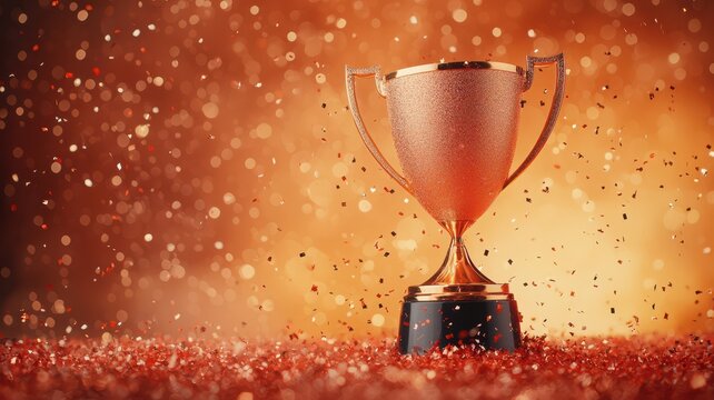 Shiny trophy on a sparkling background celebrating achievement and victory.