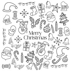 Set of Doodle Christmas Background Vector