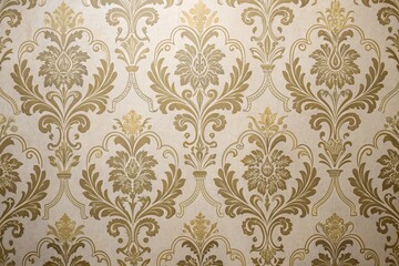 Fototapeta premium Damask wallpaper with intricate scrollwork and muted gold accents for a refined, formal look, high-end decor, refined design, refined ambiance, metallic accents, ornate details