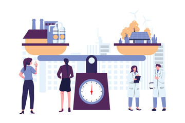 Carbon offset compensation to reduce CO2 flat style illustration vector design